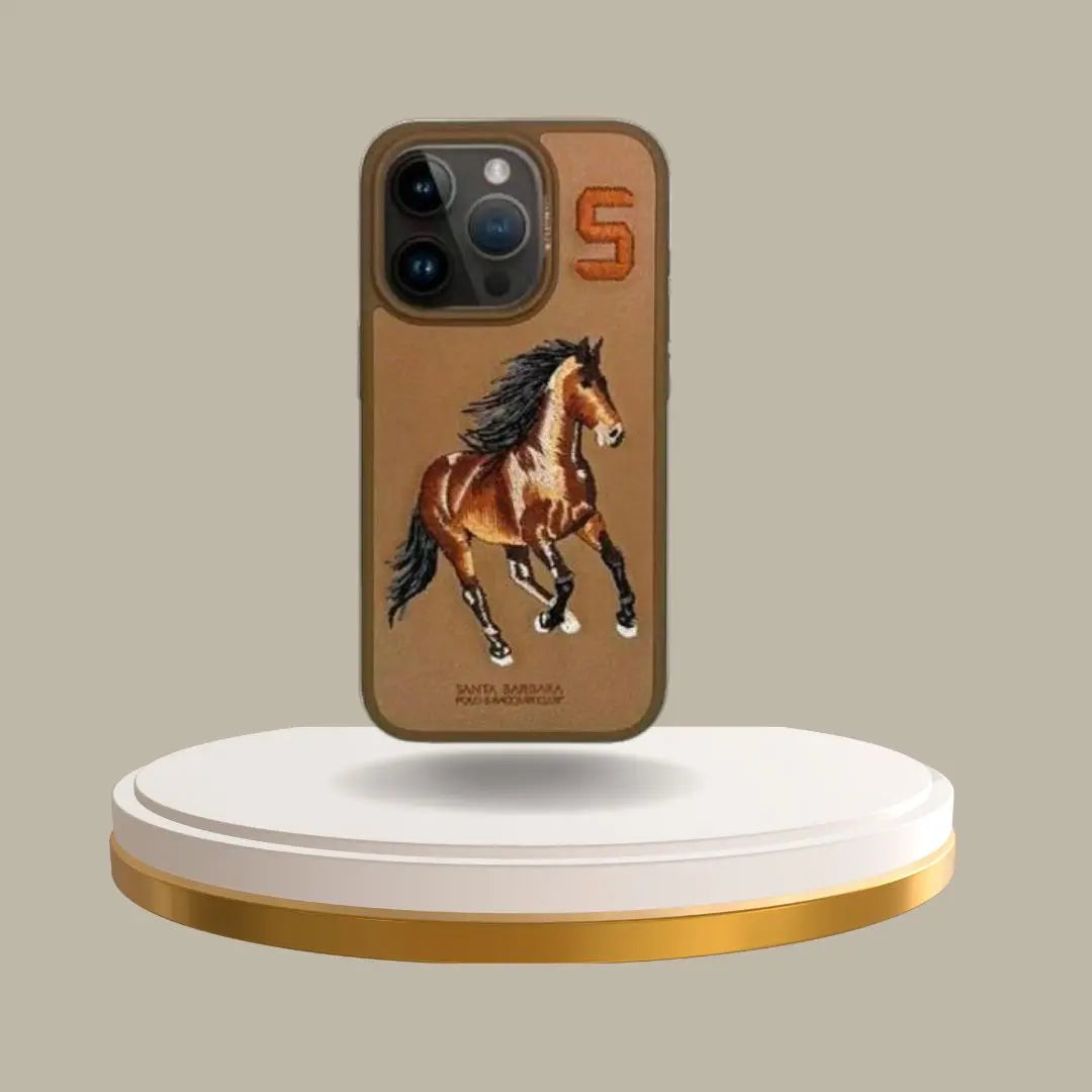 Santa Barbara Boris Series Embroided Horse Leather Back Case for iPhones - caseimpec