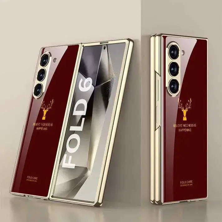 GKK Glossy Deer Glass Case with Front Glass For Galaxy Z Fold 6 caseimpec