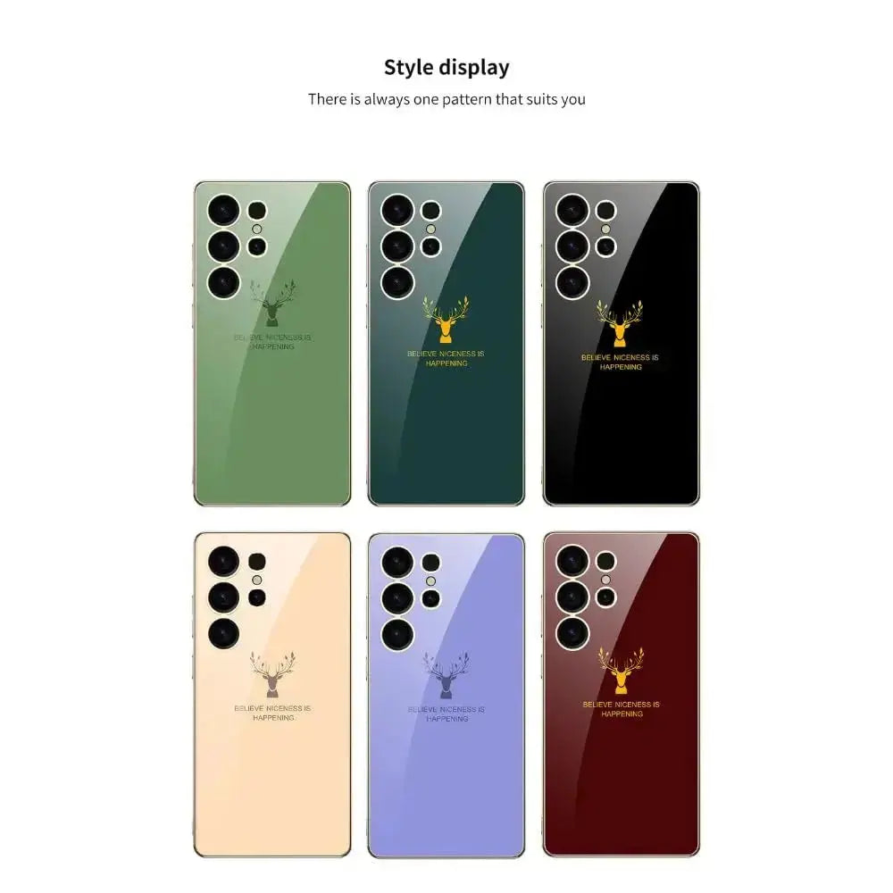 Premium Deer 9H Glass Electroplating Case For Galaxy S25 Ultra - Black caseimpec