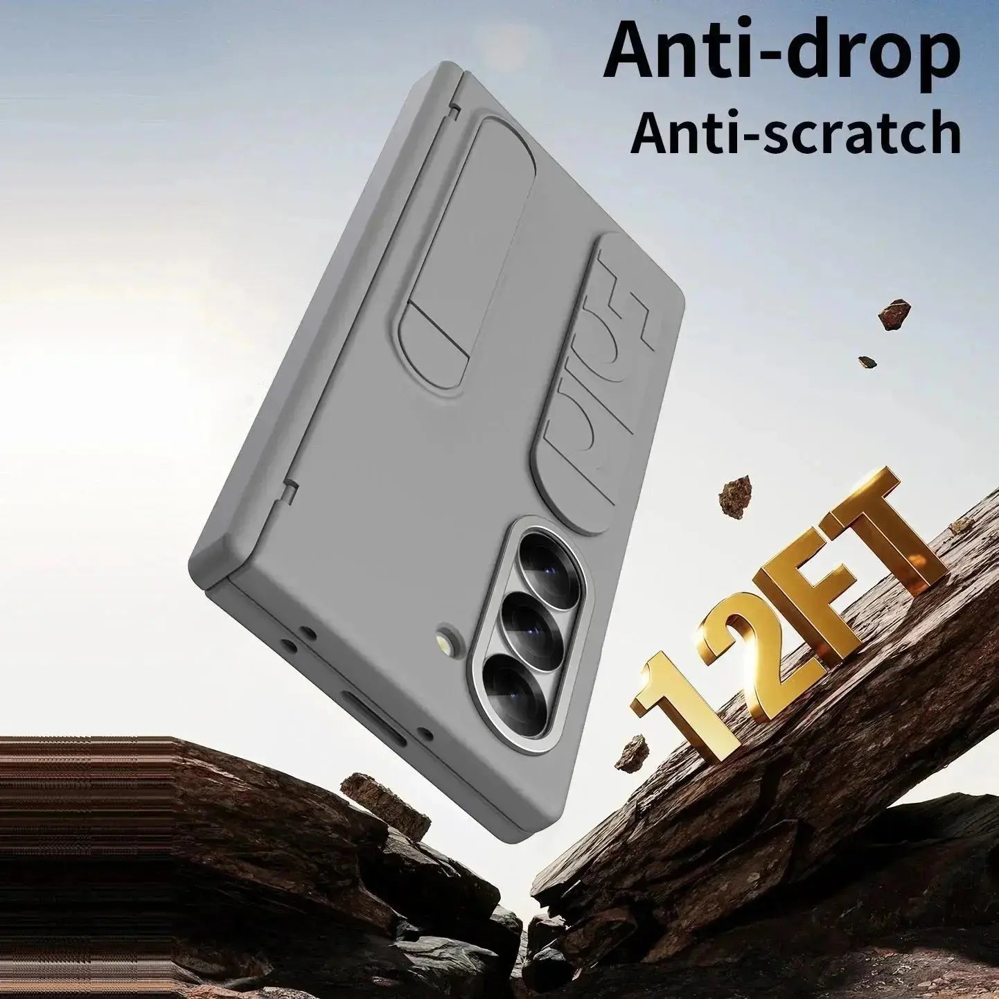 Premium Kickstand & Band Hinge Protection Silicon Case for Samsung Galaxy Z Fold 6 - Black Caseimpec