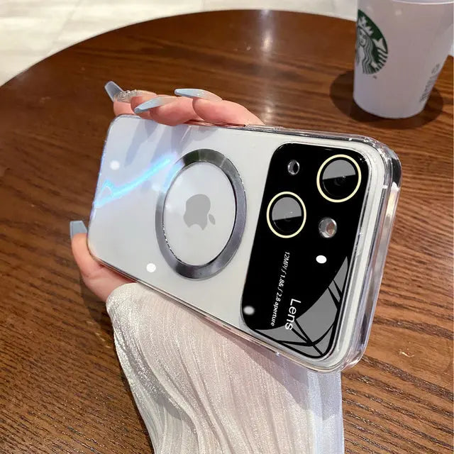 Lens Premium Non Yellowing Transparent Large Window Clear Magsafe Case For iPhones - caseimpec