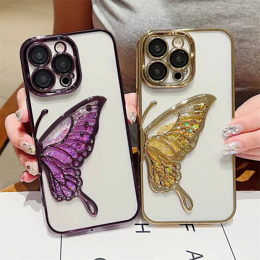 Premium Glitter Sparkling Quicksand Dream Butterfly Case for iPhone - caseimpec