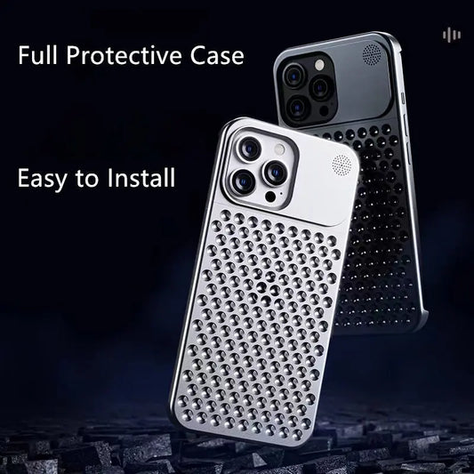Premium Mac Pro Lattice Pattern Aeromesh Design Metal Case for iPhones - caseimpec