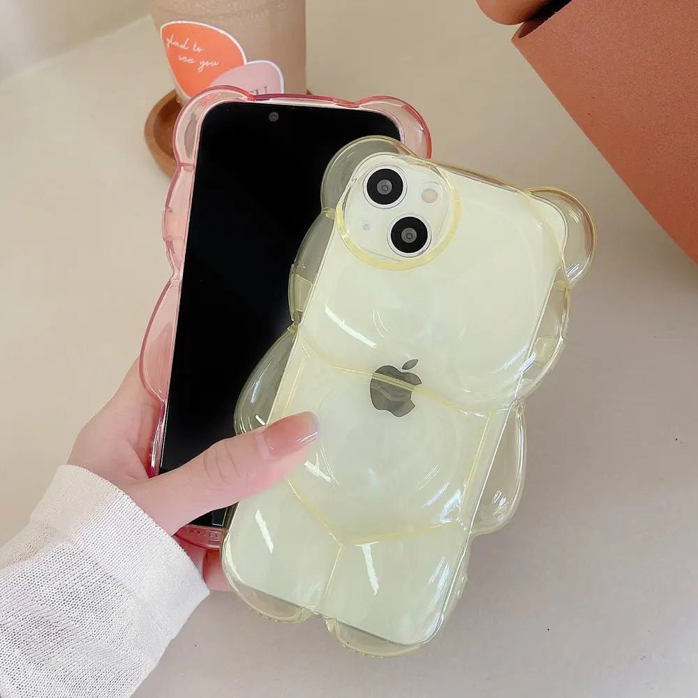 Teddy Bear Clear Phone Case For iPhones - caseimpec