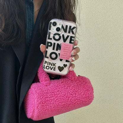 Pink Love With Pop Socket Girlish Phone Cases For iPhones 13 & 14