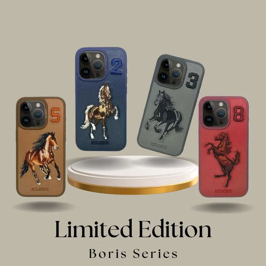 Santa Barbara Boris Series Embroided Horse Leather Back Case for iPhones - caseimpec