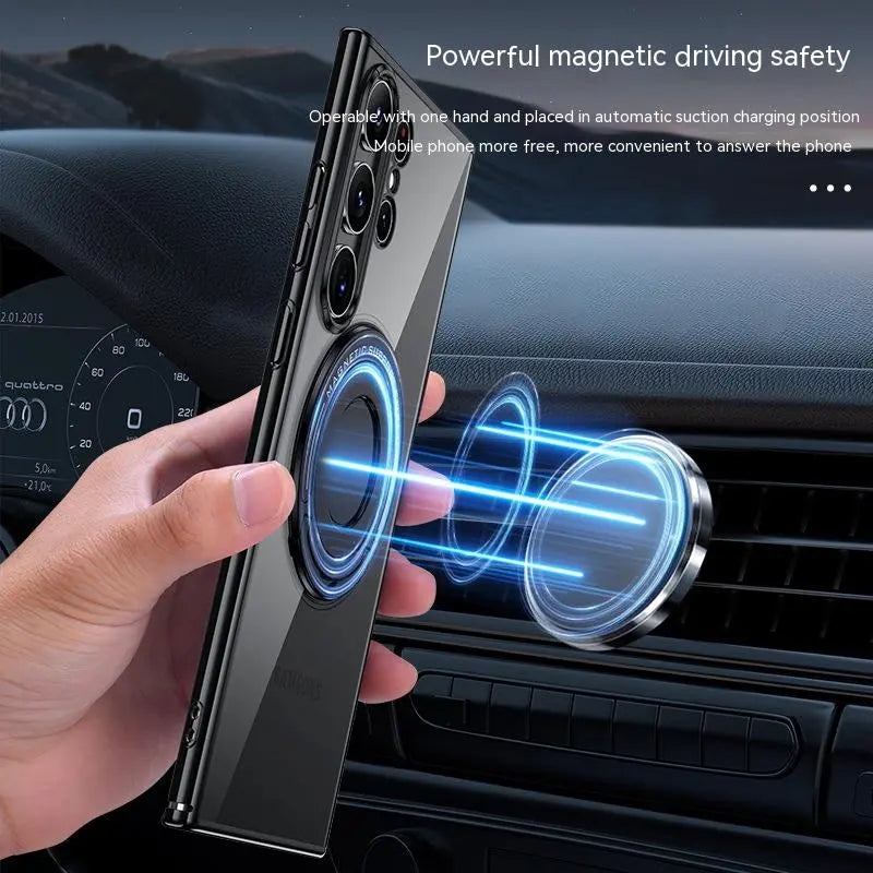 Premium Non Yellowing Magnetic Ring Holder Clear Case For Samsung Galaxy S23 Series - caseimpec