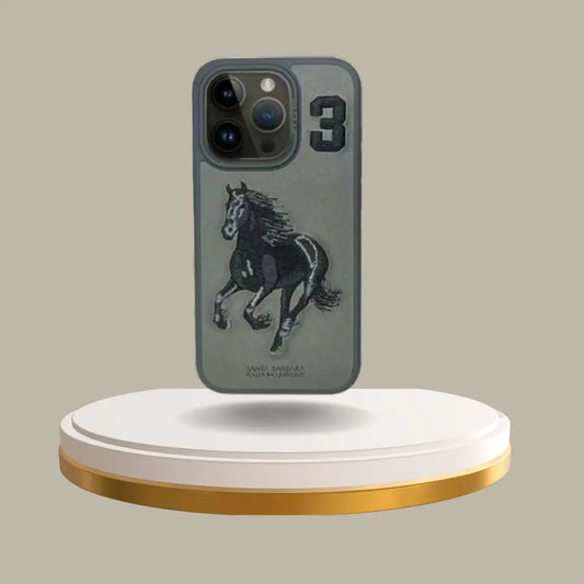 Santa Barbara Boris Series Embroided Horse Leather Back Case for iPhones - caseimpec