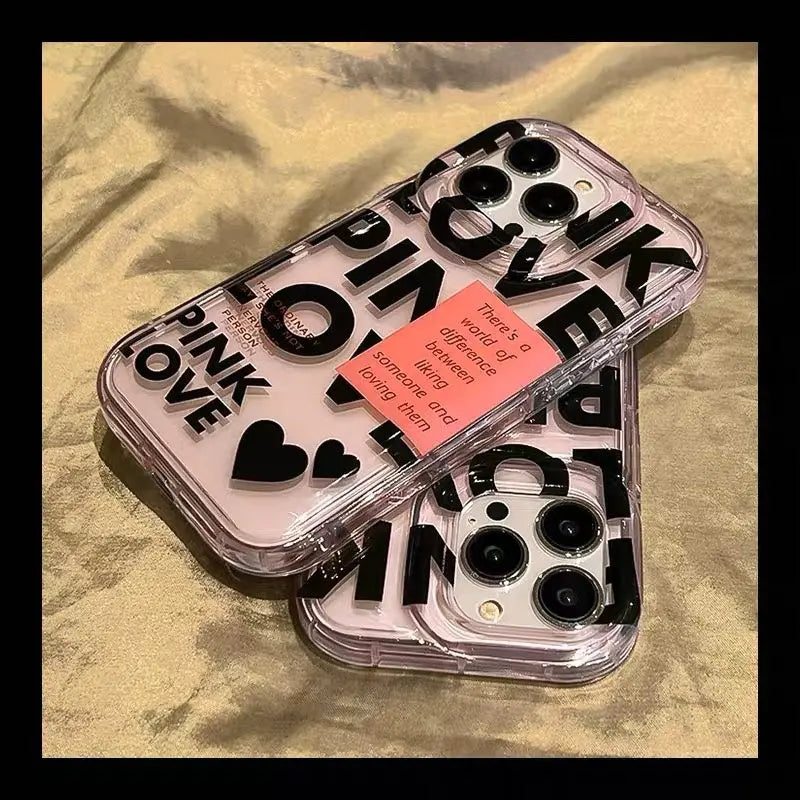 Pink Love With Pop Socket Girlish Phone Cases For iPhones 13 & 14