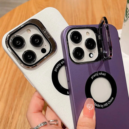 Caseimpec Luxury Glass Lens Kickstand Phone Case For IPhone - caseimpec