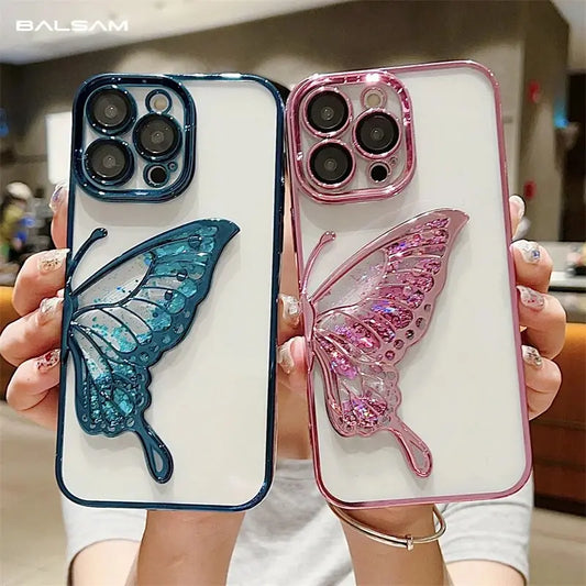 Premium Glitter Sparkling Quicksand Dream Butterfly Case for iPhone - caseimpec