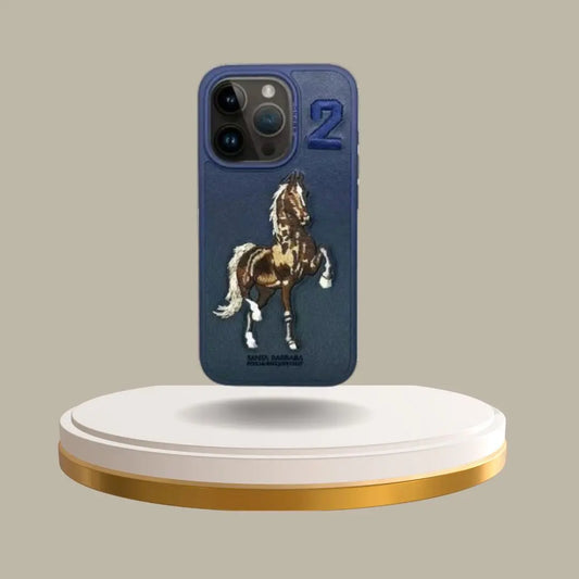 Santa Barbara Boris Series Embroided Horse Leather Back Case for iPhones - caseimpec