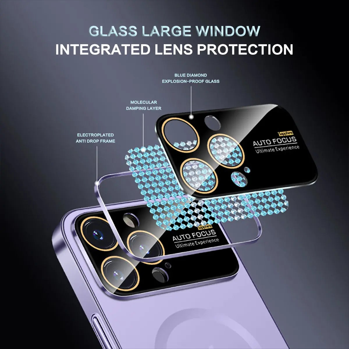 Caseimpec Premium Auto Focus Sapphire Glass AG Frosted Magsafe Phone Case for iPhones - caseimpec