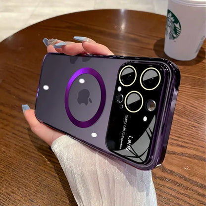 Lens Premium Non Yellowing Transparent Large Window Clear Magsafe Case For iPhones - caseimpec