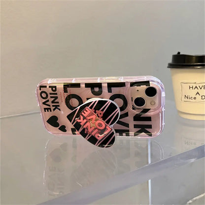 Pink Love With Pop Socket Girlish Phone Cases For iPhones - caseimpec