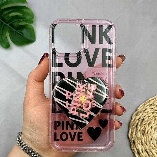 Pink Love With Pop Socket Girlish Phone Cases For iPhones