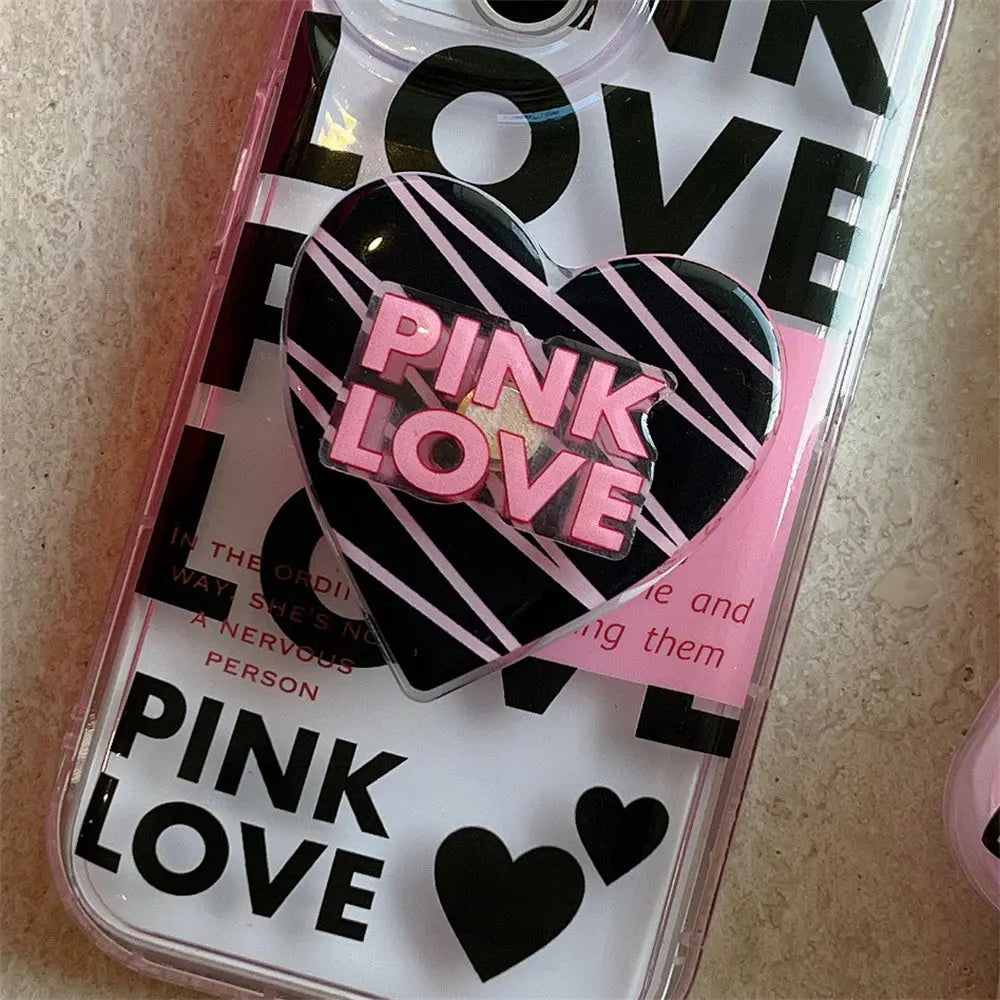 Pink Love With Pop Socket Girlish Phone Cases For iPhones 13 & 14