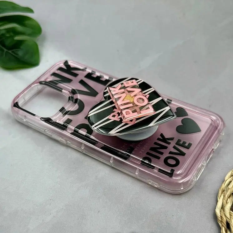 Pink Love With Pop Socket Girlish Phone Cases For iPhones caseimpac