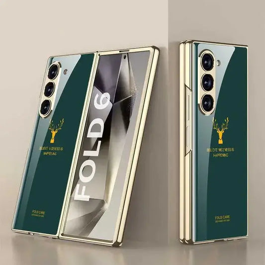 GKK Glossy Deer Glass Case with Front Glass For Galaxy Z Fold 6 caseimpec