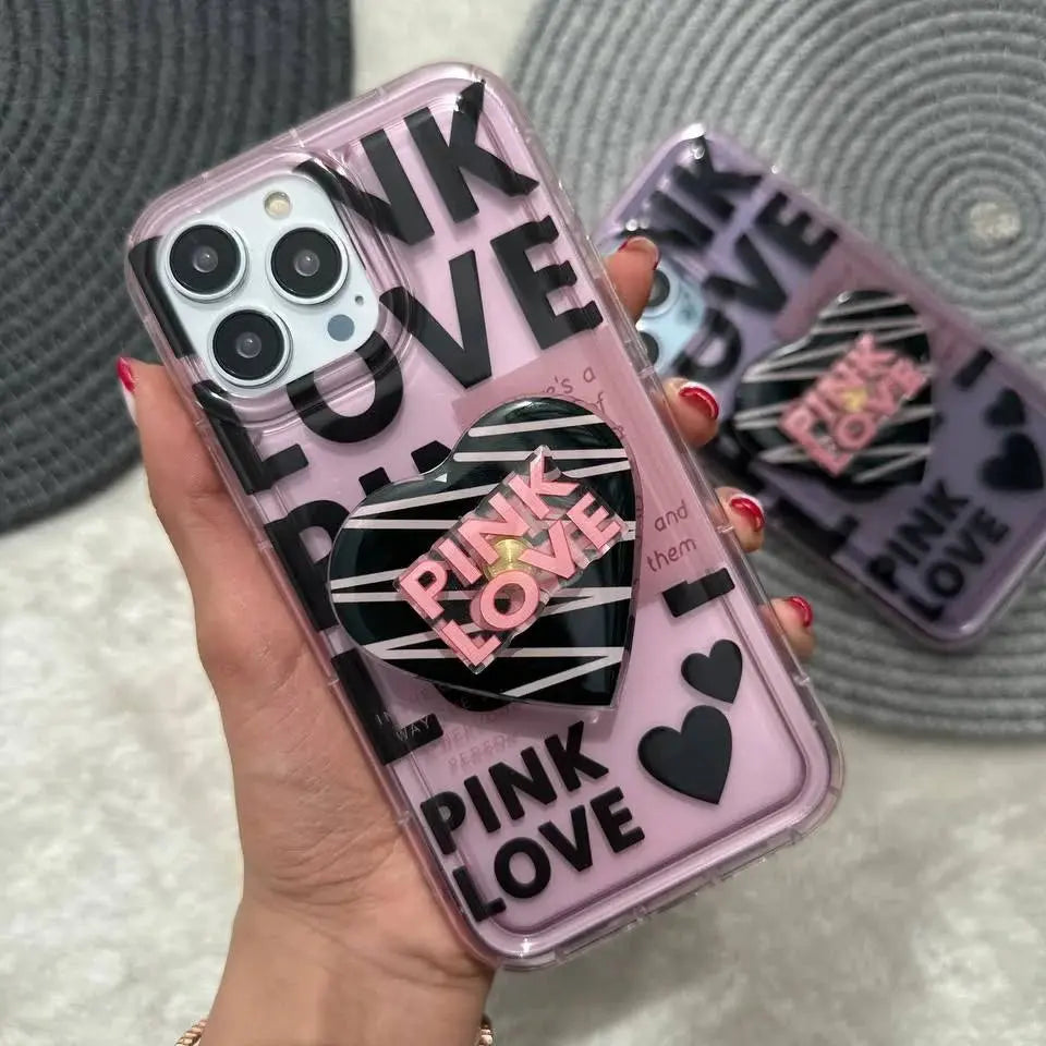 Pink Love With Pop Socket Girlish Phone Cases For iPhones caseimpac