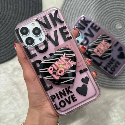 Pink Love With Pop Socket Girlish Phone Cases For iPhones caseimpac