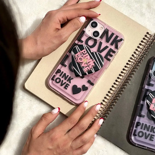 Pink Love With Pop Socket Girlish Phone Cases For iPhones caseimpac