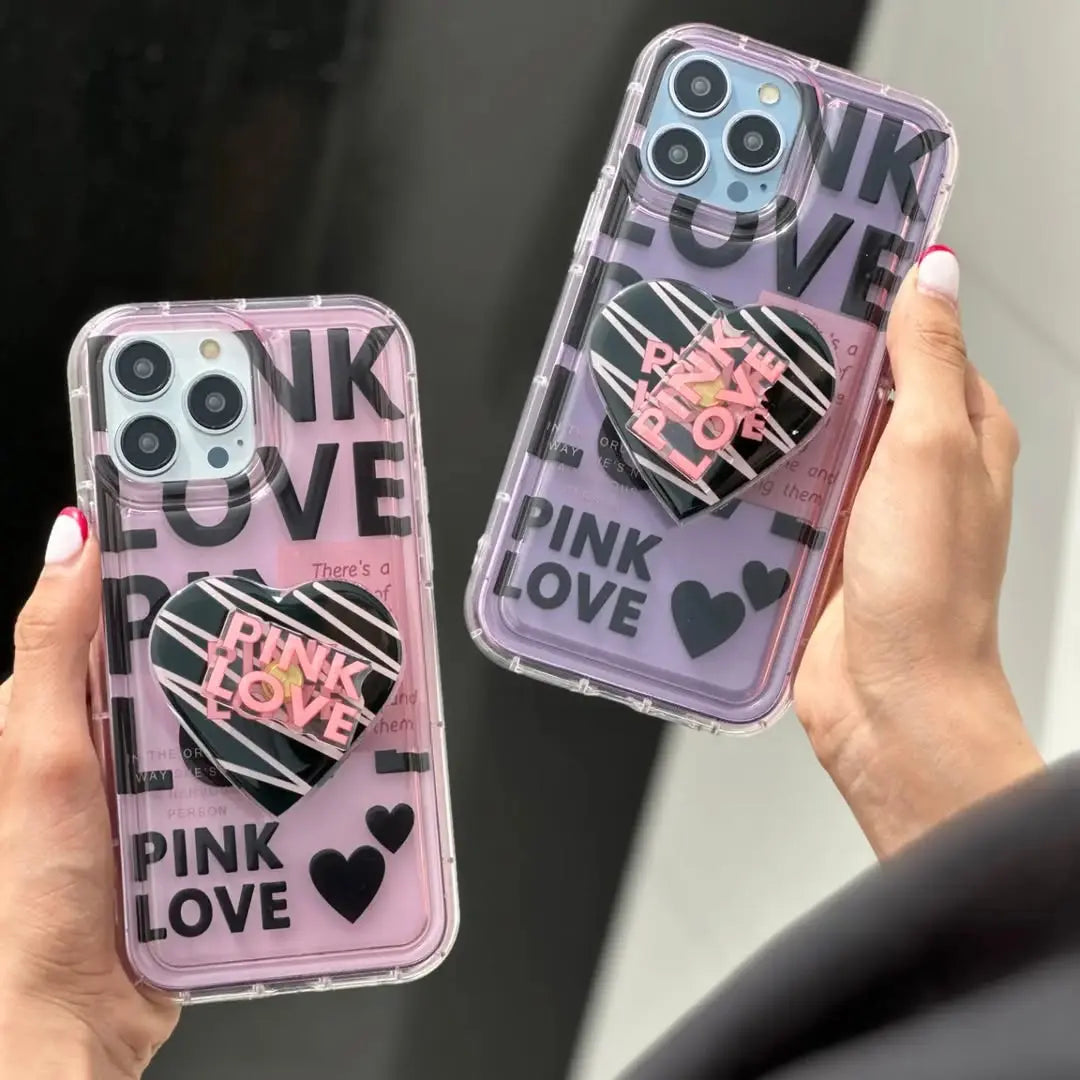 Pink Love With Pop Socket Girlish Phone Cases For iPhones caseimpac