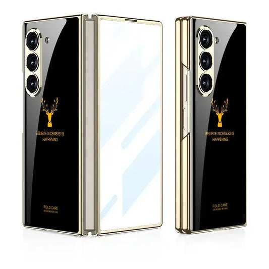 GKK Glossy Deer Glass Case with Front Glass For Galaxy Z Fold 6 caseimpec
