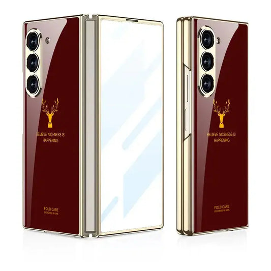 GKK Glossy Deer Glass Case with Front Glass For Galaxy Z Fold 6 caseimpec