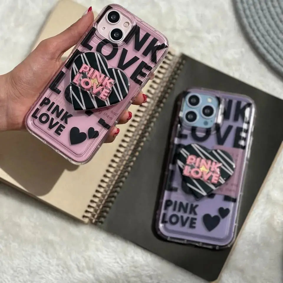 Pink Love With Pop Socket Girlish Phone Cases For iPhones caseimpac