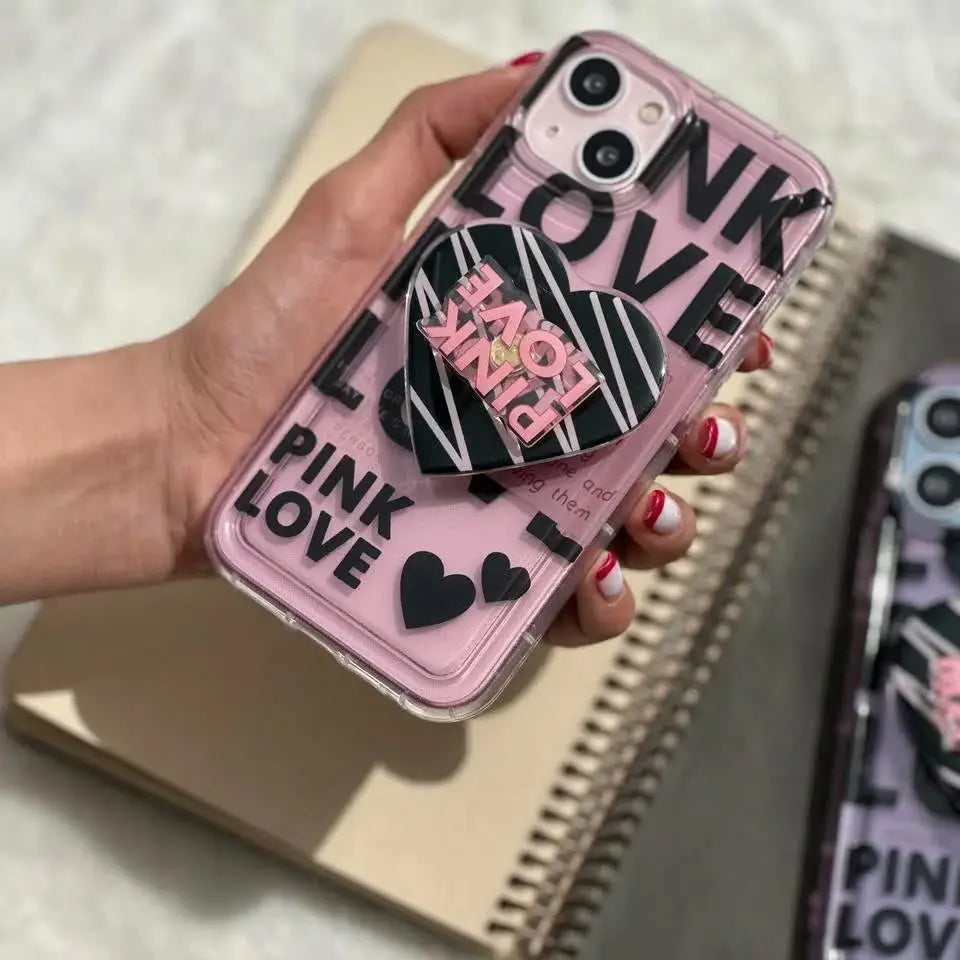 Pink Love With Pop Socket Girlish Phone Cases For iPhones caseimpac