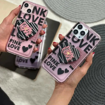 Pink Love With Pop Socket Girlish Phone Cases For iPhones caseimpac