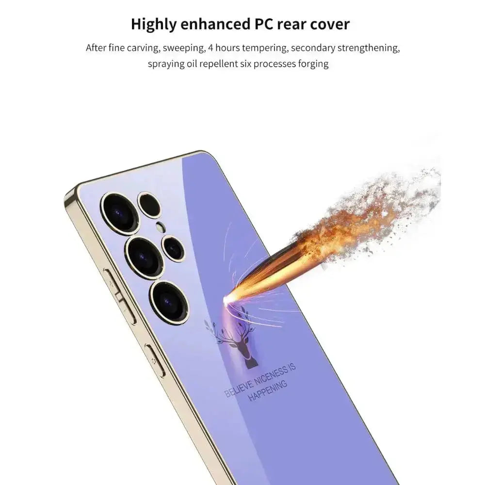 Premium Deer 9H Glass Electroplating Case For Galaxy S25 Ultra - Black caseimpec