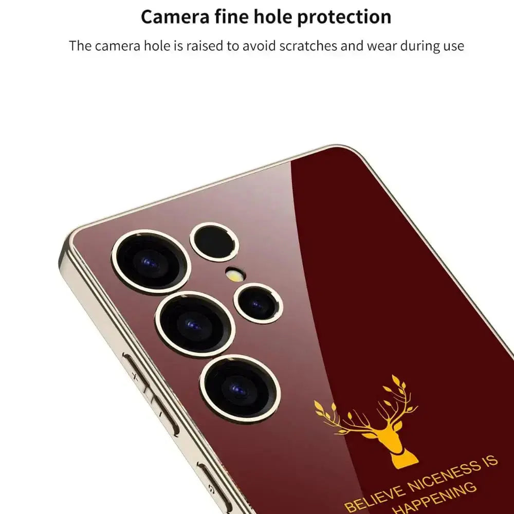 Premium Deer 9H Glass Electroplating Case For Galaxy S25 Ultra - Black caseimpec