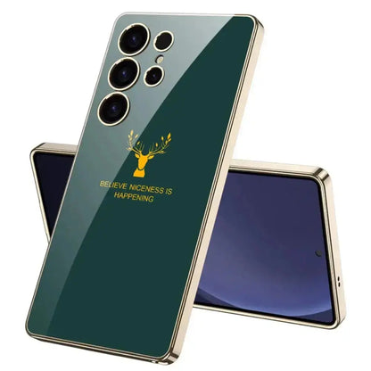 Premium Deer 9H Glass Electroplating Case For Galaxy S25 Ultra - Black caseimpec