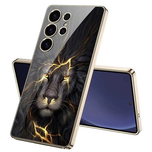 Premium Lion 9H Glass Electroplating Case For Galaxy S25 Ultra - Black caseimpec