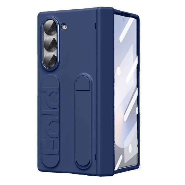 Premium Kickstand & Band Hinge Protection Silicon Case for Samsung Galaxy Z Fold 6 - Blue Caseimpec