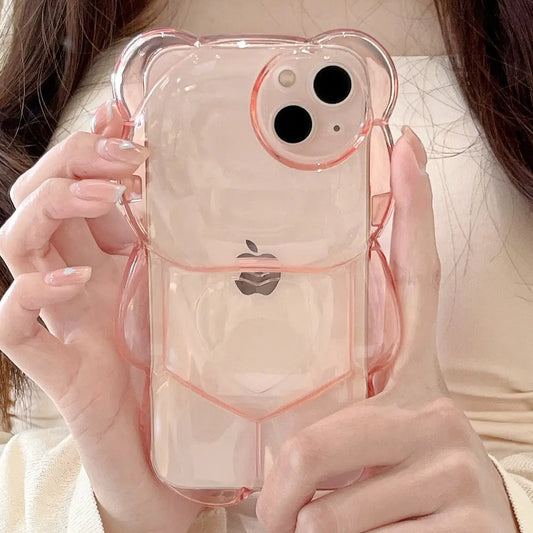 Teddy Bear Clear Phone Case For iPhones - caseimpec