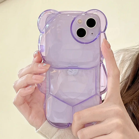 Teddy Bear Clear Phone Case For iPhones - caseimpec