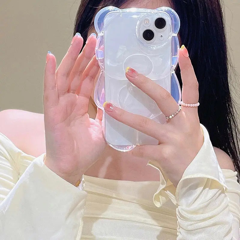 Teddy Bear Clear Phone Case For iPhones - caseimpec