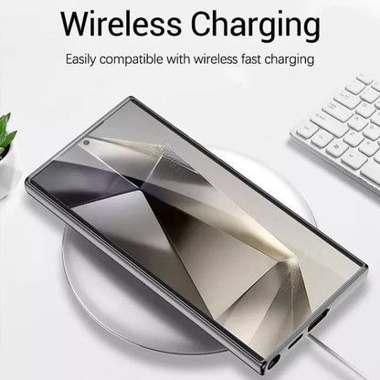Premium Electroplated Business Flagship Style Leather Back Case for Samsung Galaxy S24 Ultra