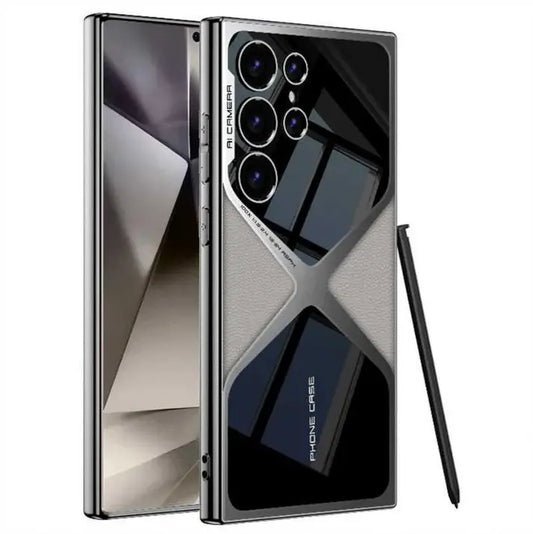 Premium Electroplated Business Flagship Style Leather Back Case for Samsung Galaxy S24 Ultra caseimpac