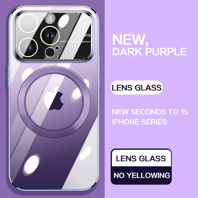 Lens Premium Non Yellowing Transparent Large Window Clear Magsafe Case For iPhones - caseimpec