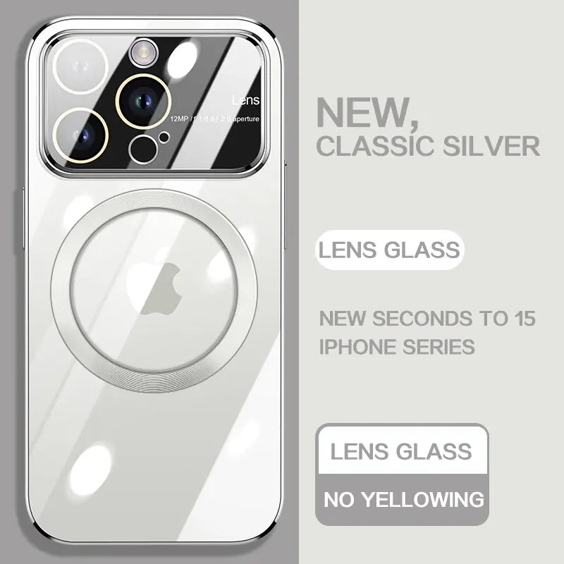 Lens Premium Non Yellowing Transparent Large Window Clear Magsafe Case For iPhones - caseimpec